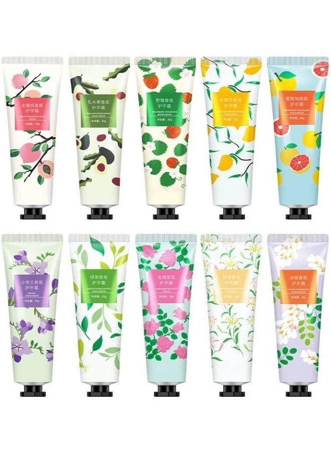 10 Pack Hand Cream Gift Set, Fruits Fragrance Hand Cream, Plant Fragrance Hand Cream, Travel Size Hand Cream, Deeply Hydrating and Nourishing Non-Greasy, For Men And Women, 30ml - Image 1